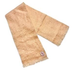 Blackcock Made in Scotland Gibson & Lumgair Mohair Pile Cream Wool Fringe Scarf